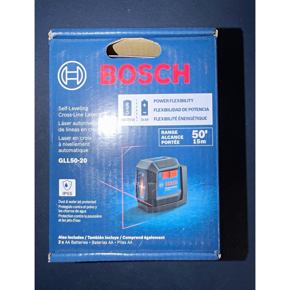 Bosch GLL50-20 Self-Leveling Cross-Line Laser Level 50 ft Dust-Proof Waterproof